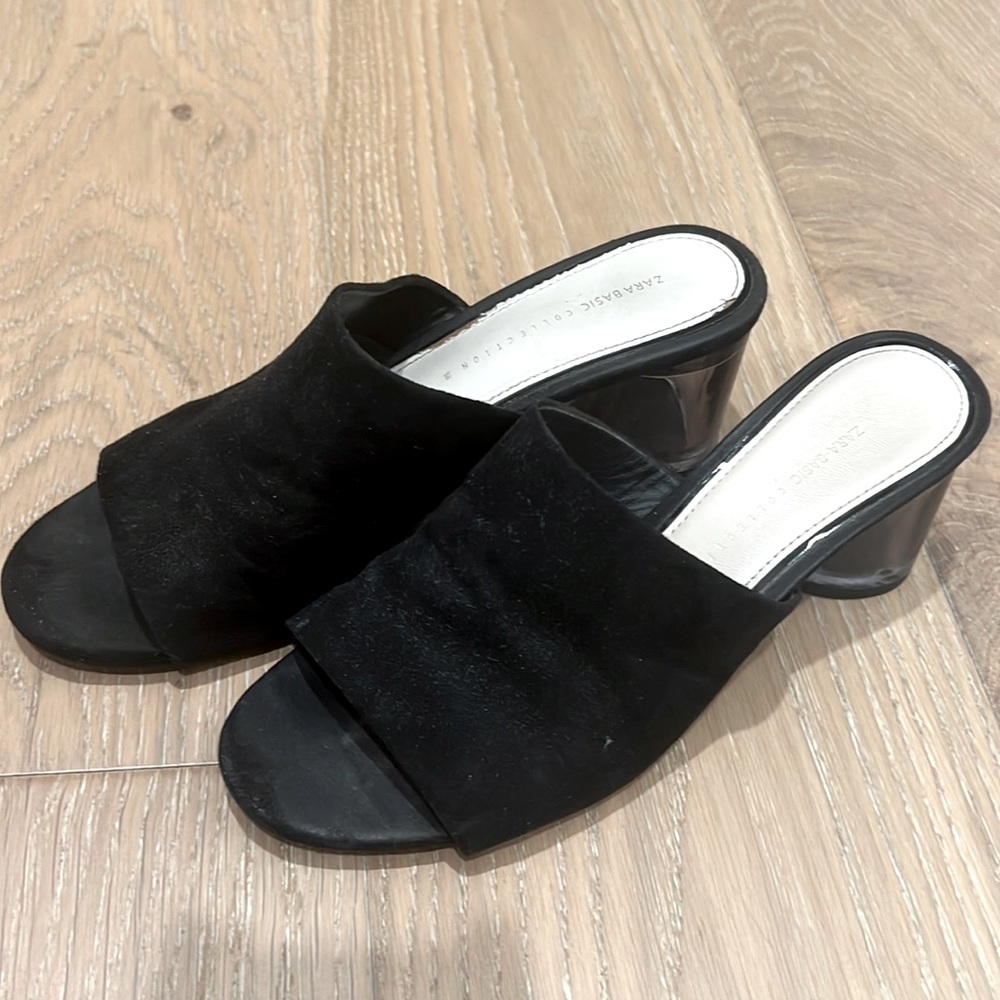 Zara: Zara Basic High Heel Sandals with Clear Block Heels Size 38